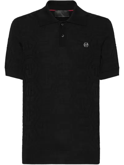 PHILIPP PLEIN MONOGRAM-JACQUARD POLO SHIRT
