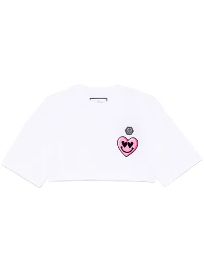 PHILIPP PLEIN PATCH-DETAIL CROPPED T-SHIRT