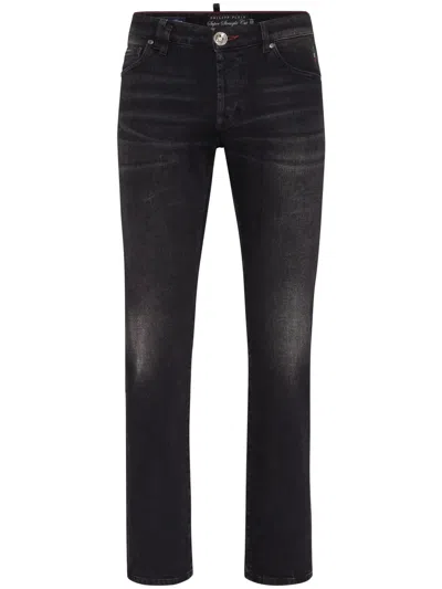 PHILIPP PLEIN PATCH-DETAIL STRAIGHT CUT JEANS