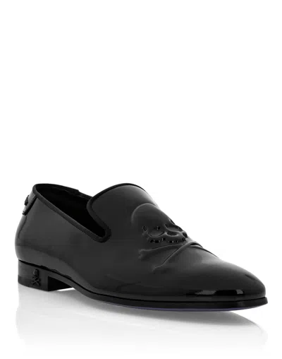 PHILIPP PLEIN PATENT LEATHER LOAFERS SKULL & BONES