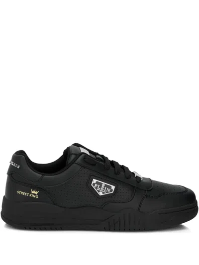 PHILIPP PLEIN PERFORATED LOGO PLAQUE TRAINERS