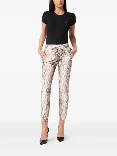 PHILIPP PLEIN PYTHON-PRINT DRAWSTRING TROUSERS