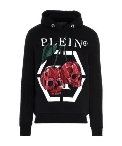 PHILIPP PLEIN RHINESTONE-CHERRIES COTTON HOODIE