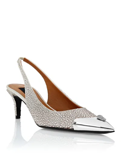 PHILIPP PLEIN SATIN SLINGBACK MIX STRASS