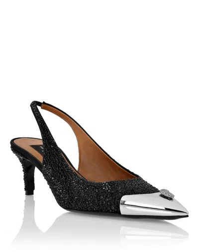 PHILIPP PLEIN SATIN SLINGBACK MIX STRASS