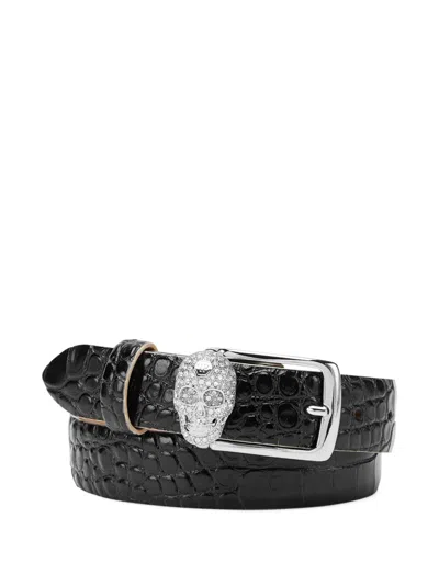 PHILIPP PLEIN SKULL-EMBELLISHED-BUCKLE BELT