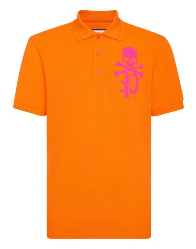 PHILIPP PLEIN SLIM FIT POLO SHIRT SKULL & BONES