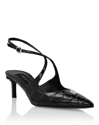 PHILIPP PLEIN SLINGBACKS CROSSING CROCCO PRINT
