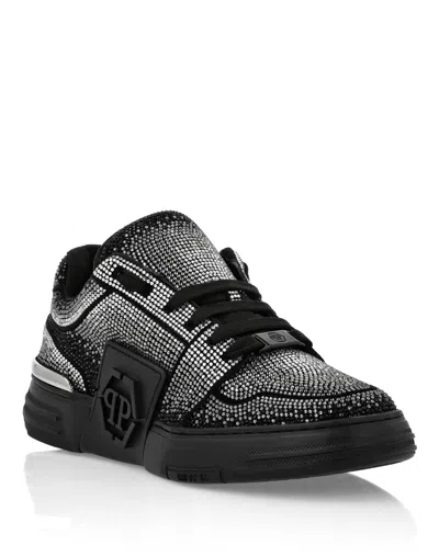 PHILIPP PLEIN SUEDE LO-TOP SNEAKERS STRASS HEXAGON