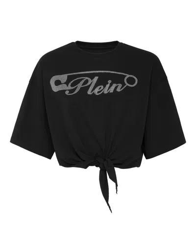 PHILIPP PLEIN T-SHIRT ROUND NECK SS CROP