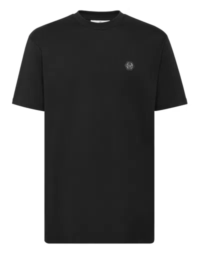 PHILIPP PLEIN T-SHIRT ROUND NECK SS STRASS GOTHIC PLEIN