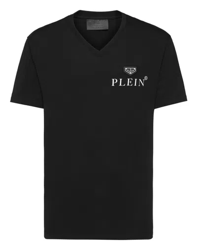 PHILIPP PLEIN V-NECK T-SHIRT PLAQUE