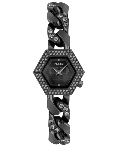 PHILIPP PLEIN WOMEN'S THE HEXAGON BLACK-TONE STAINLESS STEEL CRYSTAL LINK BRACELET WATCH 28MM