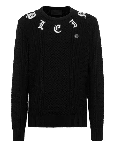 PHILIPP PLEIN WOOL & CASHEMERE PULLOVER ROUND NECK LS
