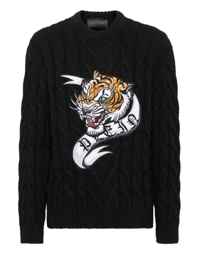PHILIPP PLEIN WOOL BLEND ROUNDNECK TATTOO