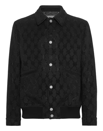 PHILIPP PLEIN WOOL BOMBER LS MONOGRAM