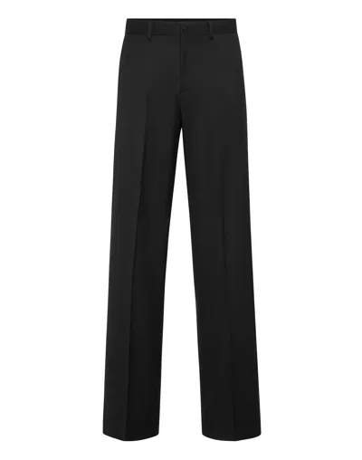 PHILIPP PLEIN WOOL WIDE LEG TROUSERS