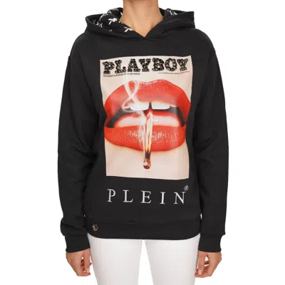 PHILIPP PLEIN PHILIPP PLEIN X PLAYBOY KRISTALL LIPPEN SWEATER HOODIE SCHWARZ ROT 08480