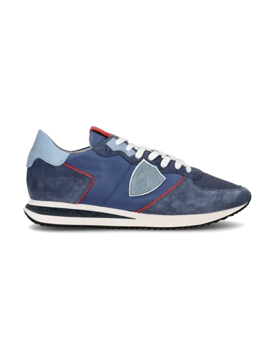 PHILIPPE MODEL PHILIPPE MODEL MEN'S SNEAKERS TRPX TROPEZ IN DENIM SUEDE COD. TZLU WP40