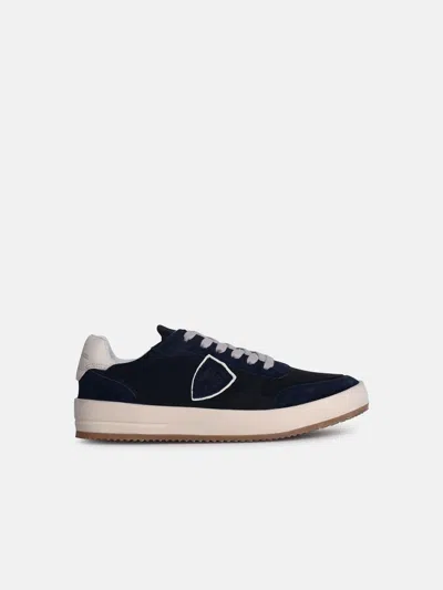 PHILIPPE MODEL 'NICE' BLUE LEATHER BLEND SNEAKERS