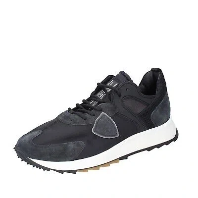 PHILIPPE MODEL SCHUHE HERREN PHILIPPE MODEL SNEAKER SCHWARZ WILDLEDER TEXTIL EX343