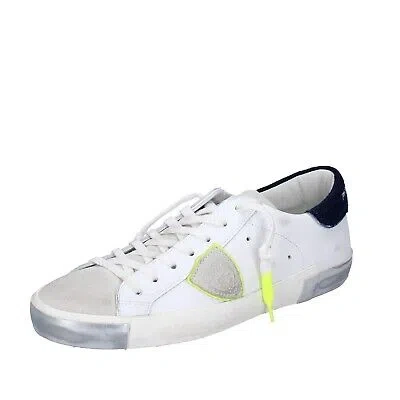 PHILIPPE MODEL SCHUHE HERREN PHILIPPE MODEL SNEAKER WEISS LEDER BEIGE WILDLEDER VINTAGE EX334