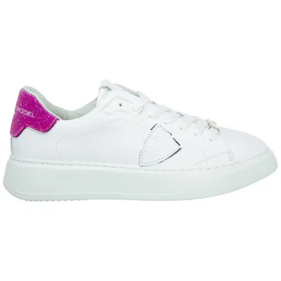 PHILIPPE MODEL PHILIPPE MODEL SNEAKER DAMEN TEMPLE BTLDVGS2 BLANC - VIOLET LOGO SCHUHE