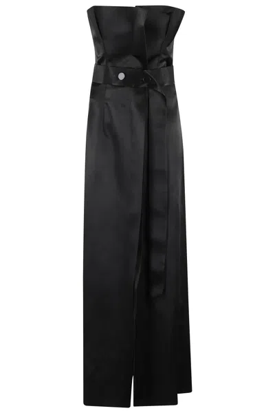 PHILOSOPHY DI LORENZO SERAFINI PHILOSOPHY DI LORENZO SERAFINI BUSTIER DRESS IN STRUCTURED DUCHESSE FABRIC WITH RUFFLE DETAILS