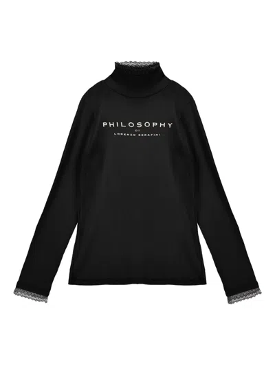 PHILOSOPHY DI LORENZO SERAFINI LOGO-PRINT RIB-KNIT TOP