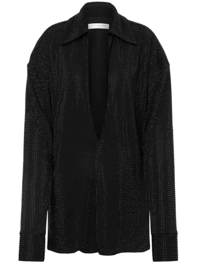 PHILOSOPHY DI LORENZO SERAFINI RHINESTONED V-NECK BLOUSE