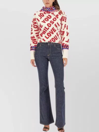 PHILOSOPHY DI LORENZO SERAFINI LOVE GRAPHIC KNIT HIGH NECK SWEATER