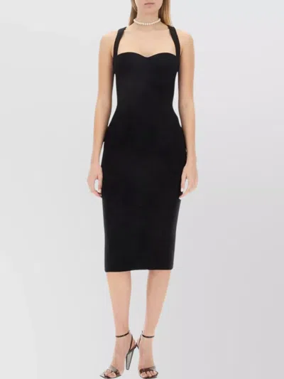 PHILOSOPHY DI LORENZO SERAFINI SLIM FIT SWEETHEART NECKLINE MIDI DRESS