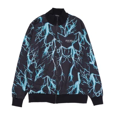 PHOBIA MEN'S TRACKSUIT JACKET ALL OVER LIGHTNING SWEATSHIRT BLACK/LIGHTBLUE