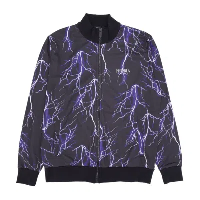 PHOBIA MEN'S TRACKSUIT JACKET ALL OVER LIGHTNING SWEATSHIRT BLACK/PURPLE