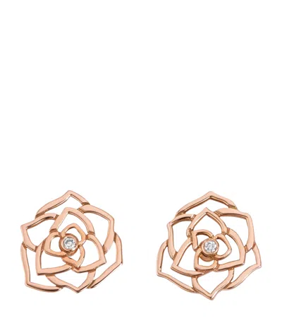 PIAGET ROSE GOLD AND DIAMOND ROSE EARRINGS