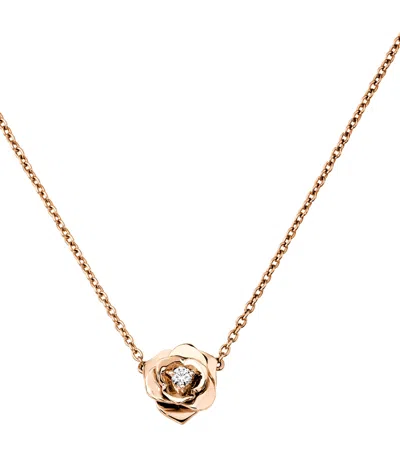 PIAGET ROSE GOLD AND DIAMOND ROSE PENDANT NECKLACE