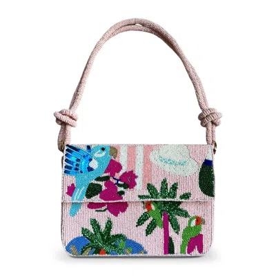 PICK HAPPY WOMEN'S PINK HANDBEADED KNOT HANDBAG PALM BEACH LIMITED EDITION