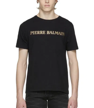 PIERRE BALMAIN PIERRE BALMAIN MENS ICONIC TOP LOGOSHIRT GOLD LOGO SHIRT KURZARM T-SHIRT 48 M