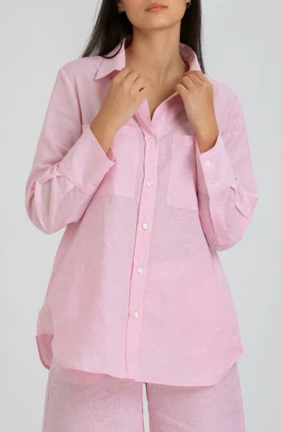 PIETRO BRUNELLI MATERNITY PIETRO BRUNELLI MATERNITY LINEN & COTTON MATERNITY BUTTON-UP SHIRT