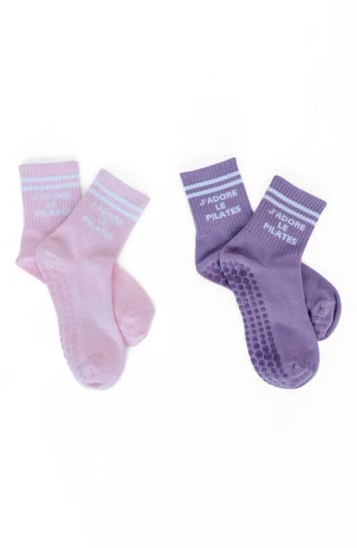 PILATES UNIVERSITY 1883 PILATES UNIVERSITY 1883 ASSORTED 2-PACK NONSLIP GRIP QUARTER SOCKS