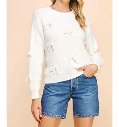 PINCH MADELINA BOWS SWEATER IN WHITE