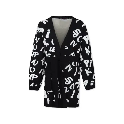 PINKO BLACK CARDIGAN FOR GIRL WITH LOGO