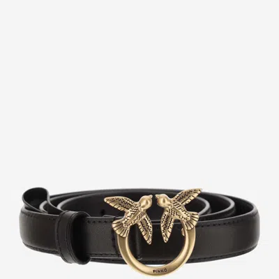 PINKO WOMEN BLACK GOLDEN LOGO BELT, 34 LUXURY BELTS FOR WOMEN DARVEYS