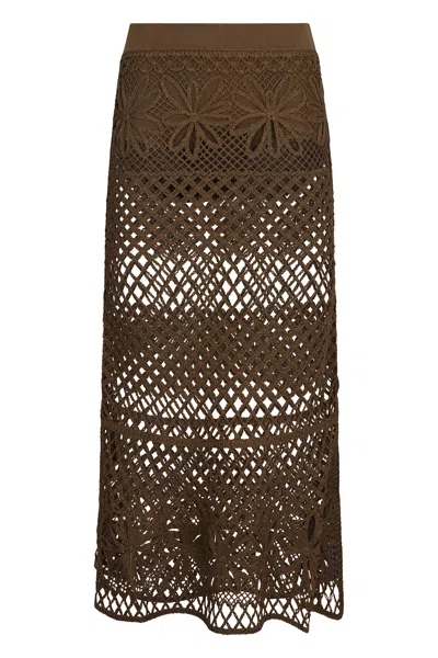 PINKO CRISPO CROCHET KNIT SKIRT