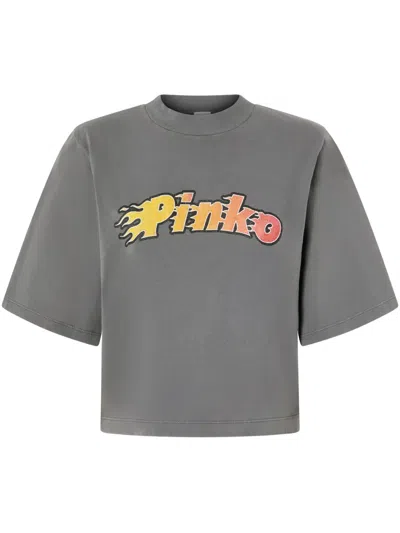 PINKO FLAMING-LOGO T-SHIRT