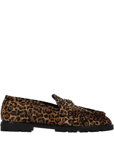 PINKO LEOPARD-PRINT TASSEL LOAFERS