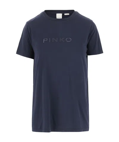 PINKO PINKO LOGO-EMBROIDERED CREWNECK T-SHIRT