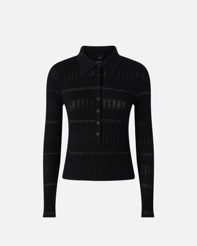 PINKO POLO À MANCHES LONGUES ET RAYURES MÉTALLISÉES