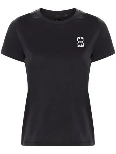 PINKO LOVE BIRDS EMBROIDERY COTTON T-SHIRT