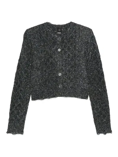 PINKO METALLIC-KNIT CARDIGAN